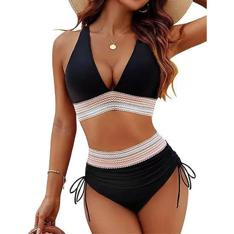 Bikini Vita Alta Scollo V con Imbottitura