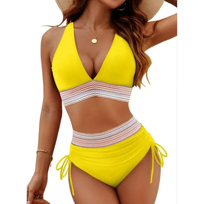 Bikini Vita Alta Scollo V con Imbottitura